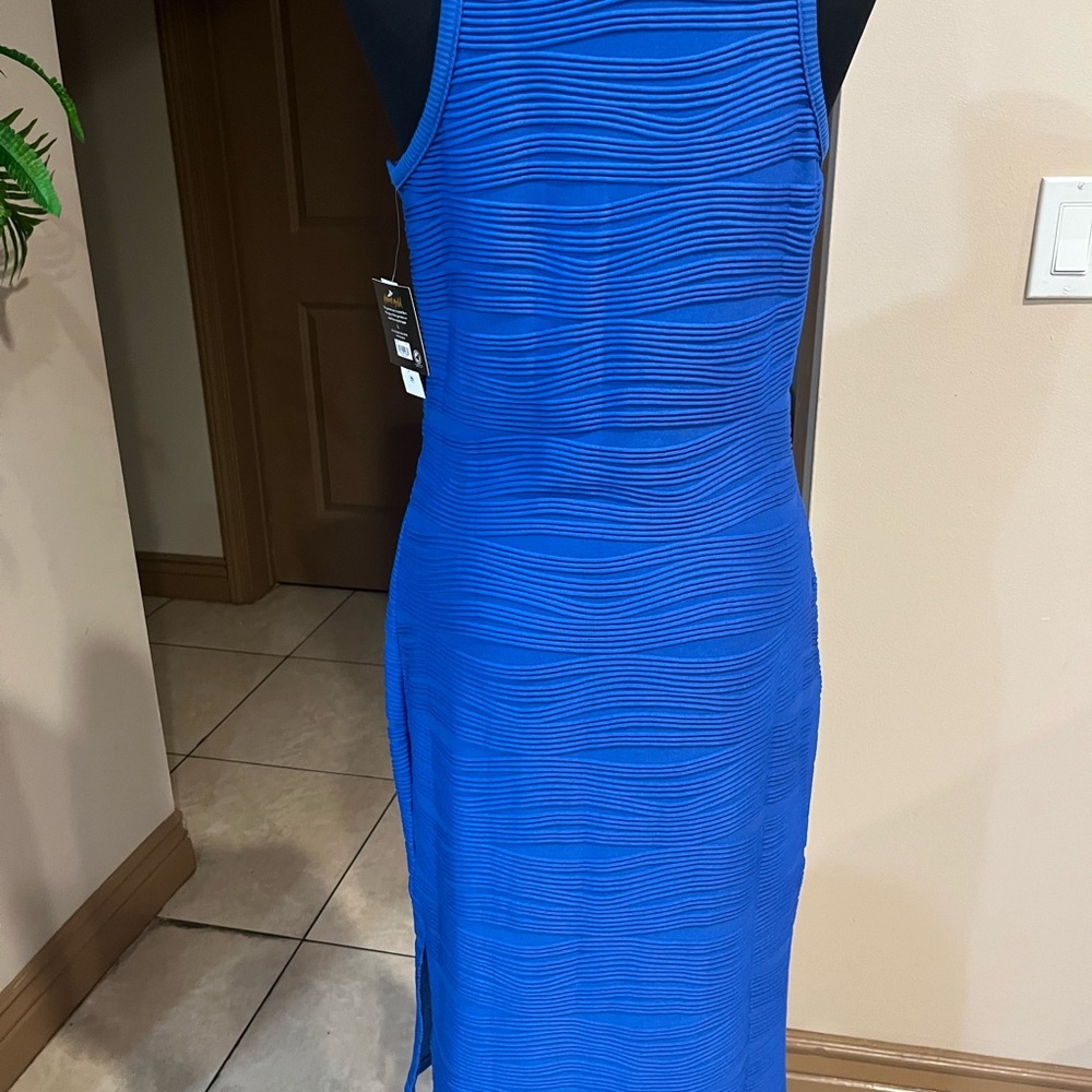 Planet Gold Ribbed Blue Dress - Picture 4 of 8